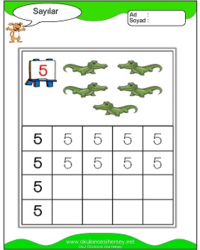 okul öncesi 1 sayısı çizgi çalışması